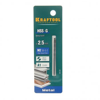 58 р. Сверло по металлу 2.5х57мм HSS KRAFTOOL KRAFTOOL 29651-2.5  с доставкой в г. Воронеж. Увеличить фотографию 1
