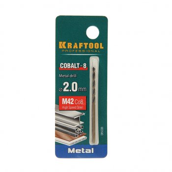 74 р. Сверло по металлу 2.0х49мм HSS Cobalt KRAFTOOL KRAFTOOL 29656-2  с доставкой в г. Воронеж. Увеличить фотографию 1