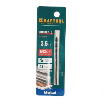 139 р. Сверло по металлу 3.5х70мм HSS Cobalt KRAFTOOL KRAFTOOL 29656-3.5  с доставкой в г. Воронеж. Увеличить фотографию 1