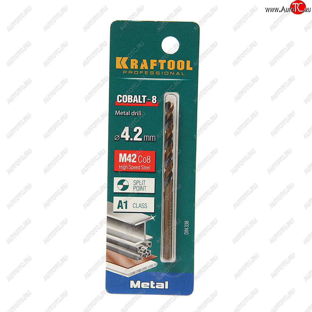 163 р. Сверло по металлу 4.2х75мм HSS Cobalt KRAFTOOL KRAFTOOL 29656-4.2  с доставкой в г. Воронеж