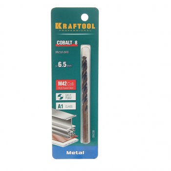 339 р. Сверло по металлу 6.5х101мм HSS Cobalt KRAFTOOL KRAFTOOL 29656-6.5  с доставкой в г. Воронеж. Увеличить фотографию 1