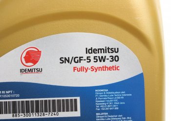 1 239 р. Масло моторное FULLY-SYNTHETIC 5W30 синт.1л IDEMITSU IDEMITSU 30011328-724  с доставкой в г. Воронеж. Увеличить фотографию 2
