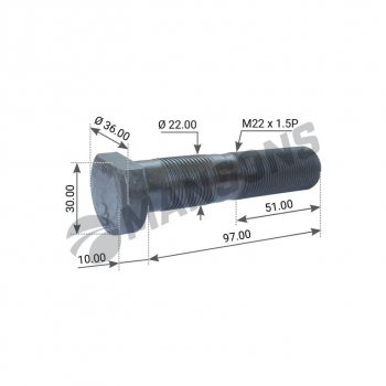 275 р. Шпилька колеса BPW (M22x1.5x9762) MANSONS MANSONS 300.204  с доставкой в г. Воронеж. Увеличить фотографию 3