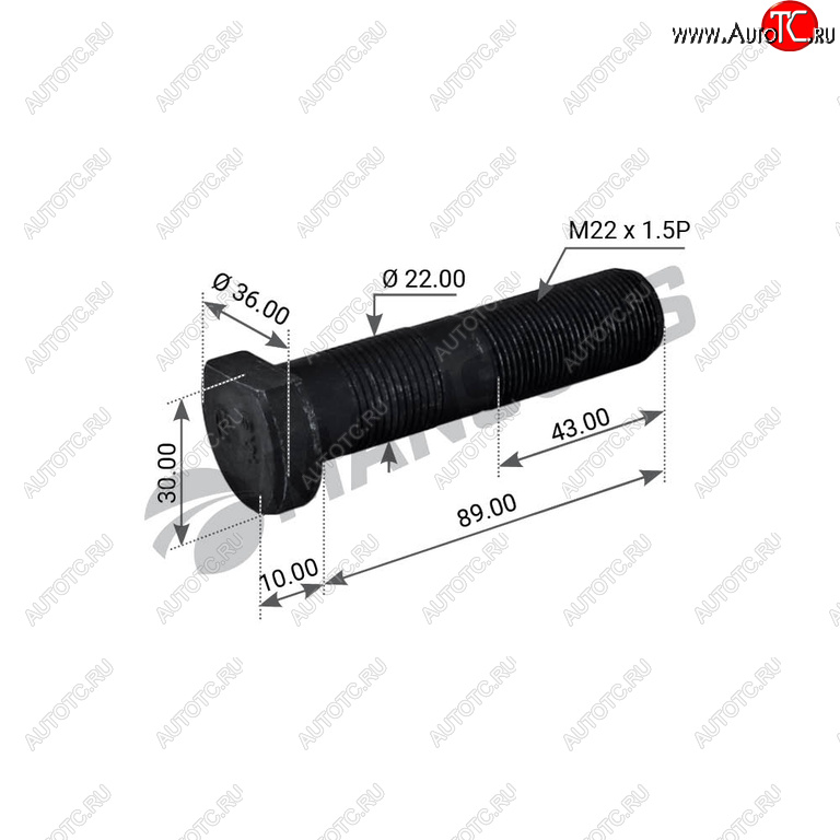 284 р. Шпилька колеса BPW (M22х1.5х89) дисковые тормоза MANSONS MANSONS 300.205  с доставкой в г. Воронеж