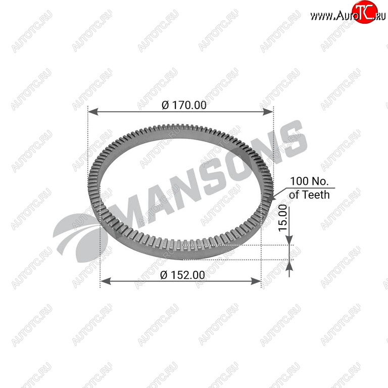899 р. Кольцо АБС BPW (z=100) MANSONS MANSONS 300.214  с доставкой в г. Воронеж