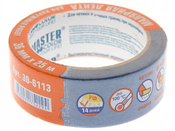 349 р. Скотч малярный 36ммх25м для любых наружных работ MASTER COLOR MASTER COLOR 30-6113  с доставкой в г. Воронеж. Увеличить фотографию 1
