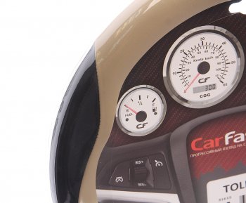 799 р. Оплетка руля (M) 37-39см черно-бежевая экокожа Toledo CARFASHION CARFASHION 31615  с доставкой в г. Воронеж. Увеличить фотографию 2