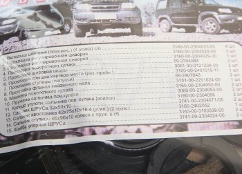 1 239 р. Ремкомплект УАЗ-315195,3163 моста переднего СПАЙСЕР (прокладки,сальники) NO NAME 3162-230001*рк  с доставкой в г. Воронеж. Увеличить фотографию 2