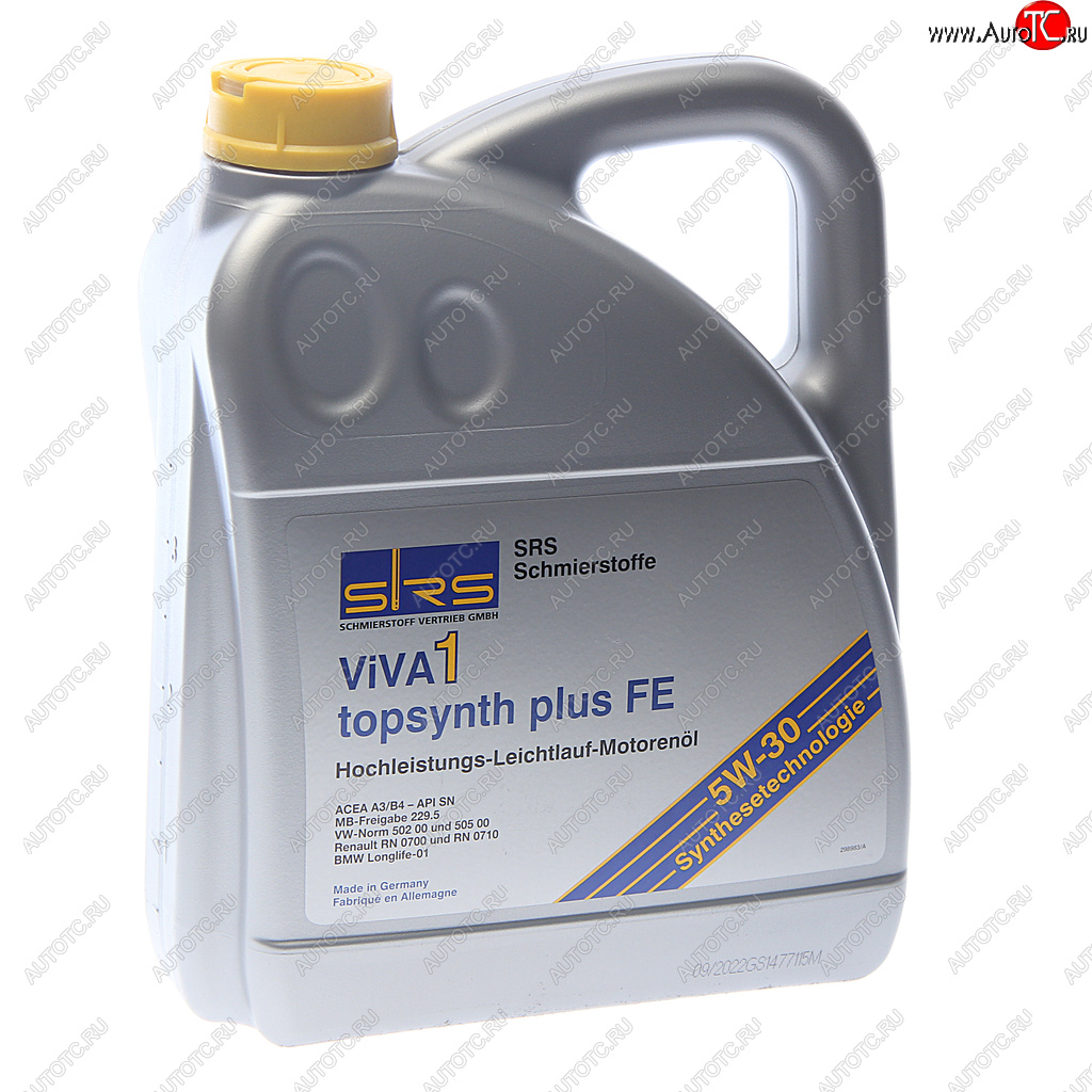 5 399 р. Масло моторное VIVA 1 TOPSYNTH Plus FE 5W30 синт.4л SRS SRS 32917  с доставкой в г. Воронеж