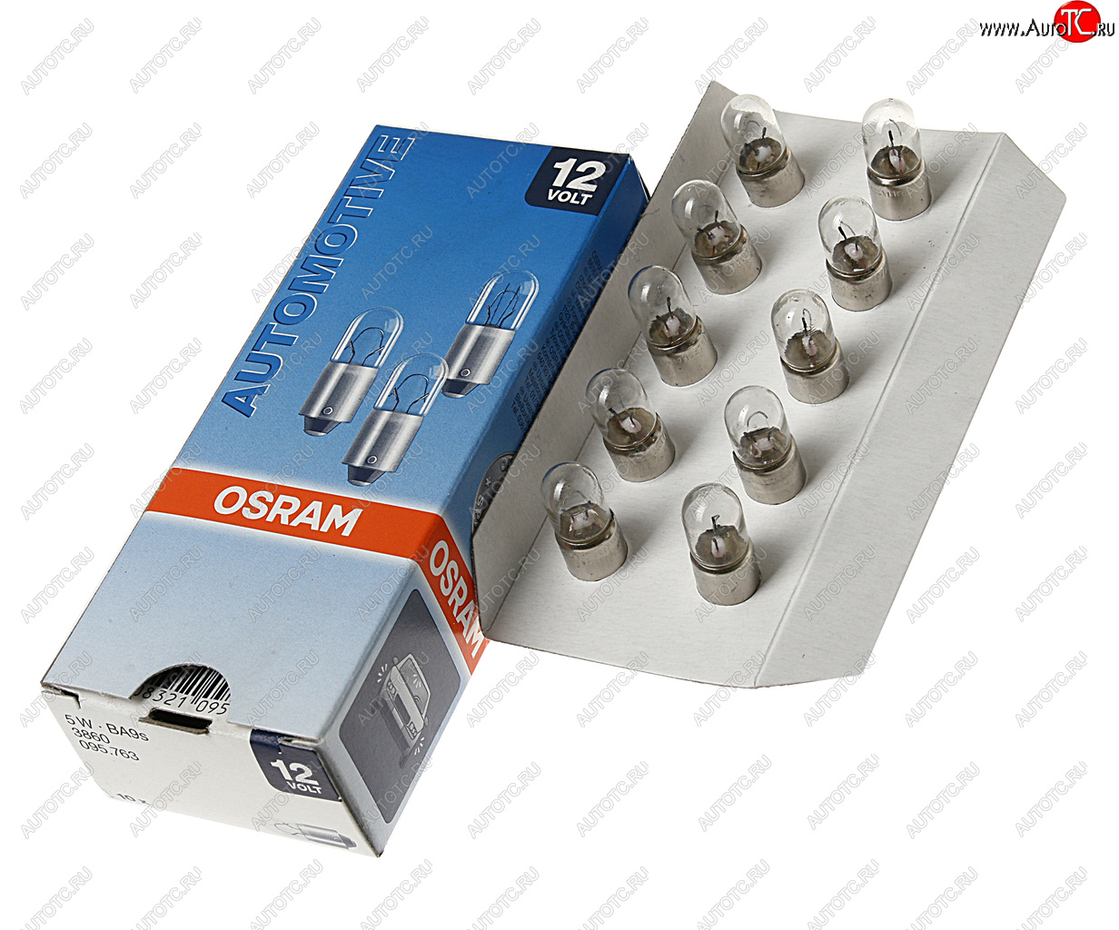 84 р. Лампа 12V 5W BA9s OSRAM OSRAM 3860  с доставкой в г. Воронеж