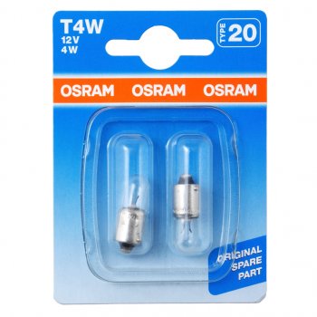 172 р. Лампа 12V T4W BA9s блистер (2шт.) OSRAM OSRAM 3893-02b  с доставкой в г. Воронеж. Увеличить фотографию 1
