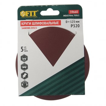 105 р. Бумага наждачная на липучке D125 P320 5шт. FIT FIT 39660  с доставкой в г. Воронеж. Увеличить фотографию 1