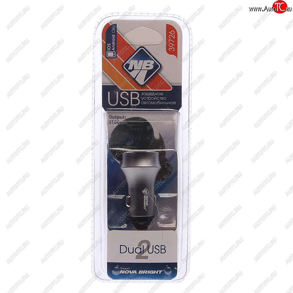 389 р. Устройство зарядное в прикуриватель 2USB 12-24V с вольтметром NOVA BRIGHT NOVA BRIGHT 39726  с доставкой в г. Воронеж