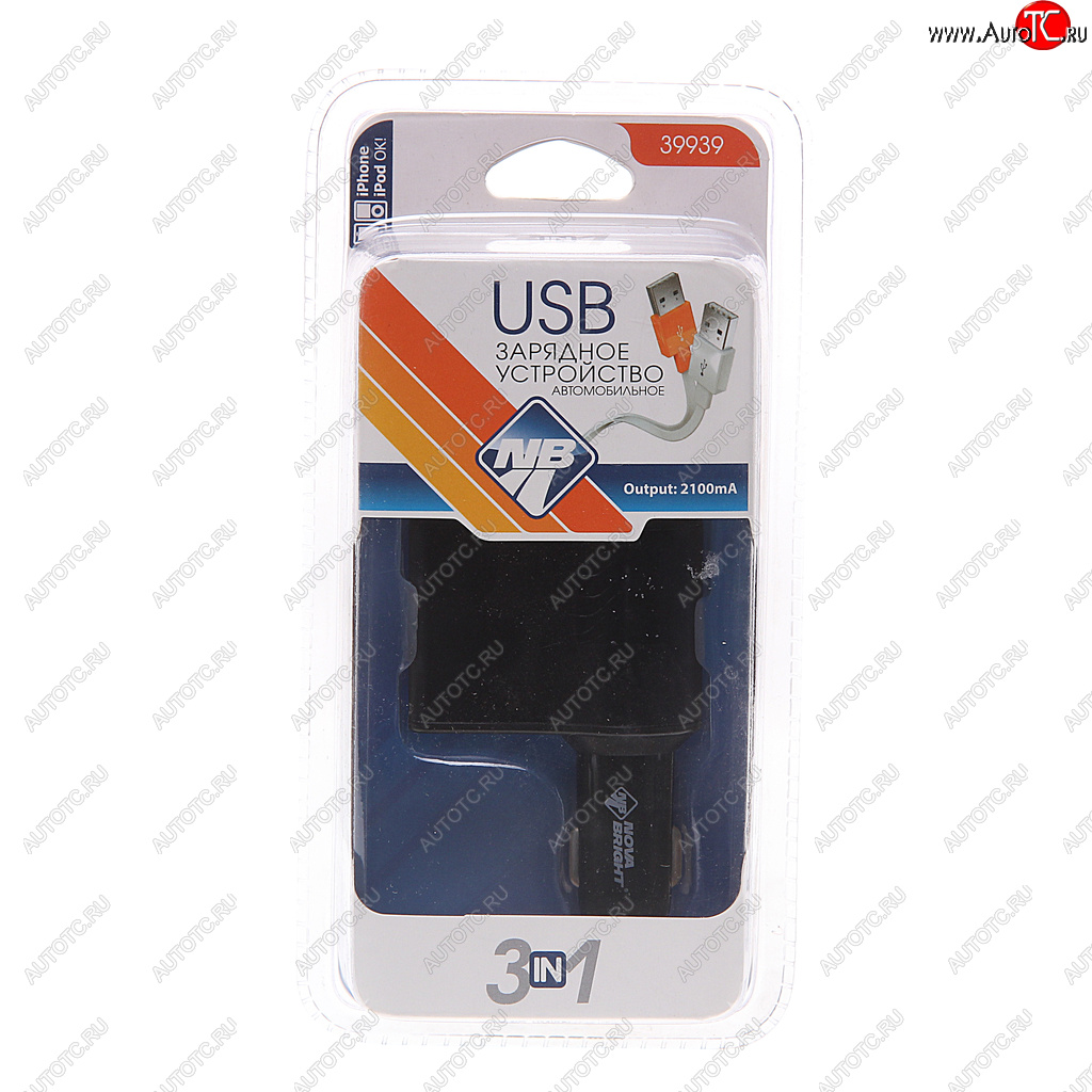 699 р. Разветвитель прикуривателя 1-но гнездовой 12-24V 2USB 2.1A NOVA BRIGHT NOVA BRIGHT 39939  с доставкой в г. Воронеж