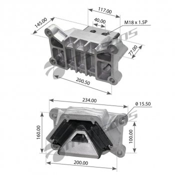 5 899 р. Подушка MAN TGA,TGS,TGX двигателя задняя MANSONS MANSONS 400.571  с доставкой в г. Воронеж. Увеличить фотографию 1