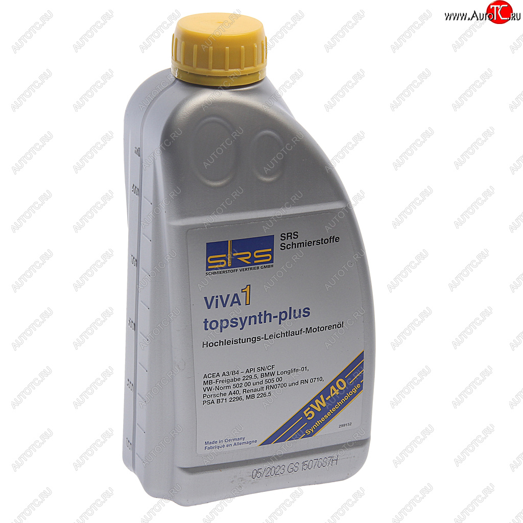 1 559 р. Масло моторное VIVA 1 TOPSYNTH Plus 5W40 синт.1л SRS SRS 4033885001738  с доставкой в г. Воронеж