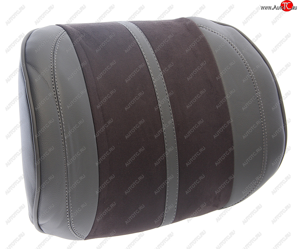 1 589 р. Подушка поясничная экокожа-велюр т.серая-серая Flex M CARFASHION CARFASHION 41567  с доставкой в г. Воронеж