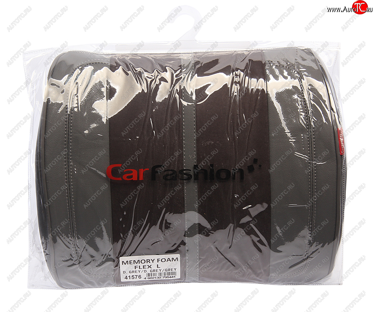 1 699 р. Подушка поясничная экокожа-велюр т.серая-серая Flex L CARFASHION CARFASHION 41576  с доставкой в г. Воронеж