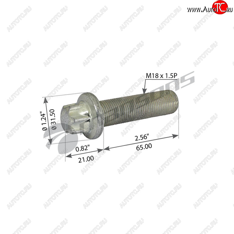 173 р. Болт SAF крепления диска тормозного (M18x1.5x65) MANSONS MANSONS 600.082  с доставкой в г. Воронеж