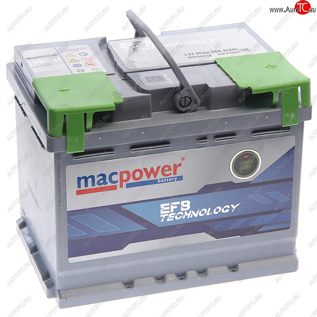 11 549 р. Аккумулятор MACPOWER EFB 60Ач обратная полярность MACPOWER 6ст60(0) smf5632052  с доставкой в г. Воронеж