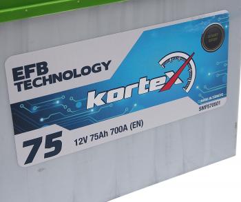 13 999 р. Аккумулятор KORTEX EFB ASIA 75Ач обратная полярность KORTEX 6ст75(0) smf570501 (d26)  с доставкой в г. Воронеж. Увеличить фотографию 2