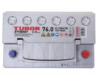 12 399 р. Аккумулятор TUBOR Synergy 76Ач обратная полярность TUBOR 6ст76(0)  с доставкой в г. Воронеж. Увеличить фотографию 2