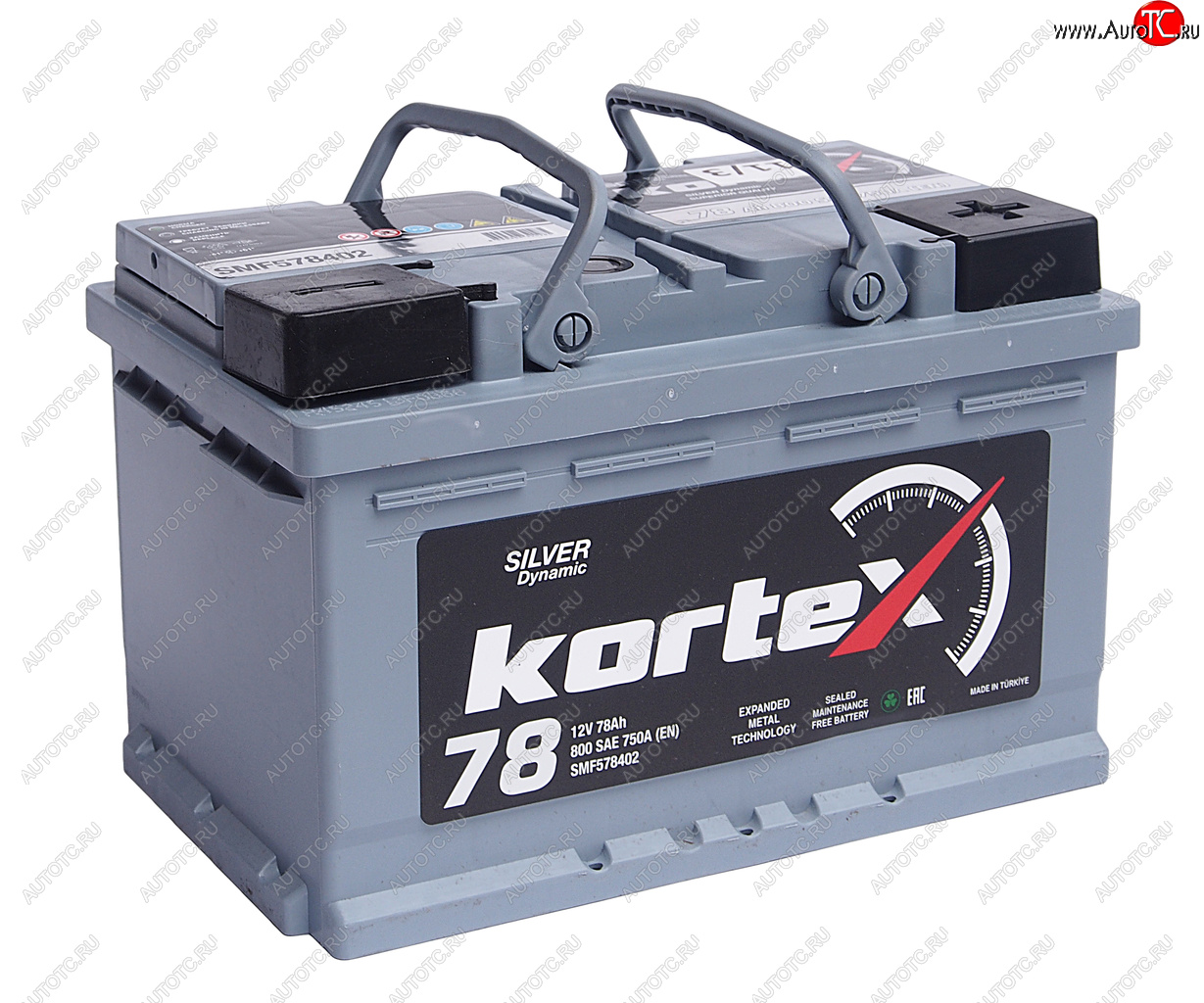 13 399 р. Аккумулятор KORTEX SILVER Dynamic 78Ач обратная полярность, низкий KORTEX 6ст78(0) smf578402  с доставкой в г. Воронеж