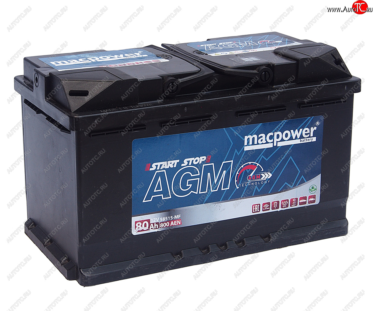 25 999 р. Аккумулятор MACPOWER AGM 80Ач обратная полярность MACPOWER 6ст80(0) 80agm58515  с доставкой в г. Воронеж