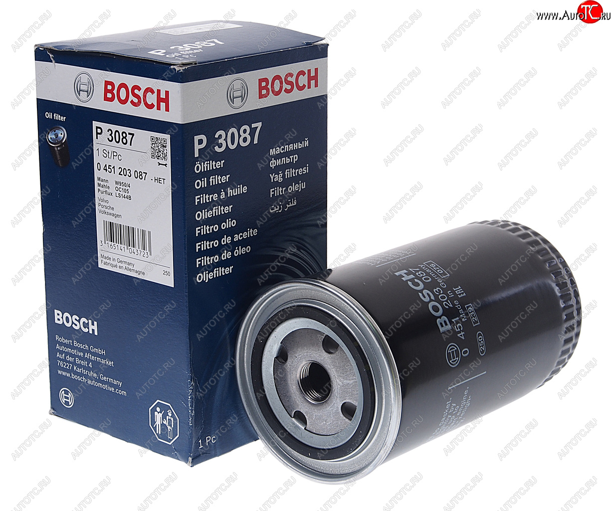 1 139 р. Фильтр масляный VW T4 (90-03),LT28-55 (-96) (DTDI) BOSCH BOSCH 0451203087  с доставкой в г. Воронеж