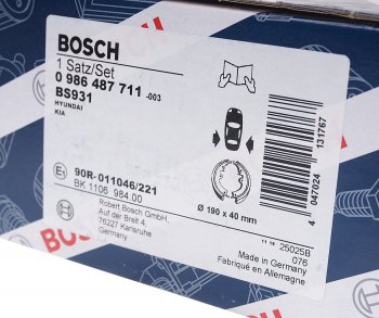 3 399 р. Колодки тормозные задние барабанные 4шт. BOSCH Hyundai Elantra HD (2006-2011)  с доставкой в г. Воронеж. Увеличить фотографию 4