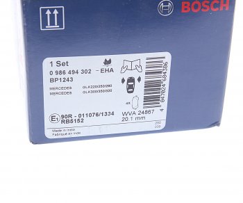 4 899 р. Колодки тормозные передние (4шт.) BOSCH Mercedes-Benz GLK class X204 рестайлинг (2012-2015)  с доставкой в г. Воронеж. Увеличить фотографию 4