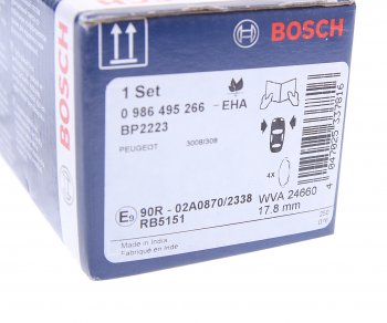 3 159 р. Колодки тормозные передние (4шт.) BOSCH Peugeot 3008 дорестайлинг (2009-2013)  с доставкой в г. Воронеж. Увеличить фотографию 4