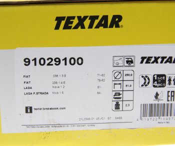 3 599 р. Колодки тормозные передние (4шт.) TEXTAR Лада 2123 (Нива Шевроле) 2 рестайлинг (2020-2021)  с доставкой в г. Воронеж. Увеличить фотографию 3