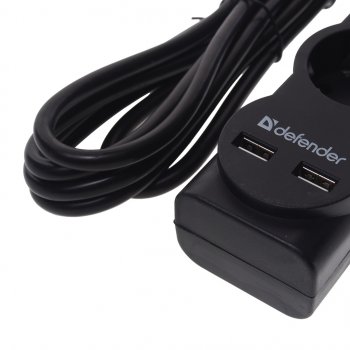 869 р. Фильтр сетевой 3м 10А 2200Вт 5 гнезд + 2 USB с заземлением черный DEFENDER DEFENDER 99753  с доставкой в г. Воронеж. Увеличить фотографию 3