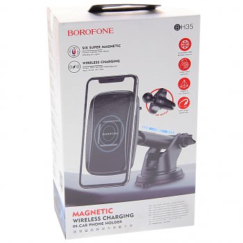 1 759 р. Держатель телефона с беспроводной зарядкой BOROFONE BOROFONE bh35 black  с доставкой в г. Воронеж. Увеличить фотографию 3