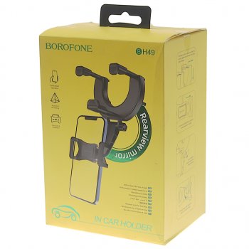 419 р. Держатель телефона на зеркало черный BOROFONE BOROFONE bh49 black  с доставкой в г. Воронеж. Увеличить фотографию 4