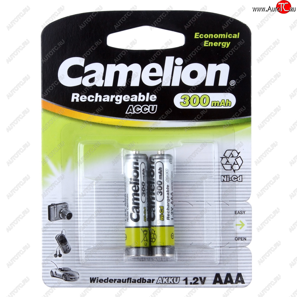 299 р. Батарейка AAA HR03 1.2V аккумулятор Ni-MH 300mAh блистер (2шт.) CAMELION CAMELION c-30aaakcбл  с доставкой в г. Воронеж