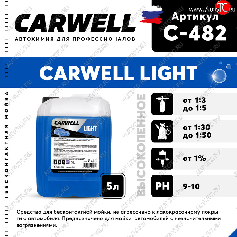 489 р. Шампунь для бесконтактной мойки 5л Light CARWELL CARWELL c-482  с доставкой в г. Воронеж