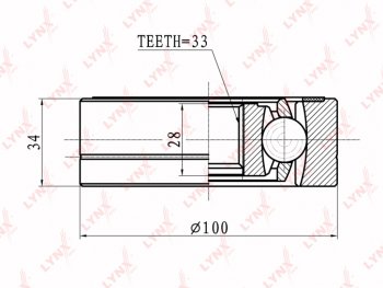 ШРУС внутренний VW Golf (87-) AUDI A3 (97-) SEAT Leon (00-) SKODA Octavia (97-) комплект LYNX LYNX ci8008