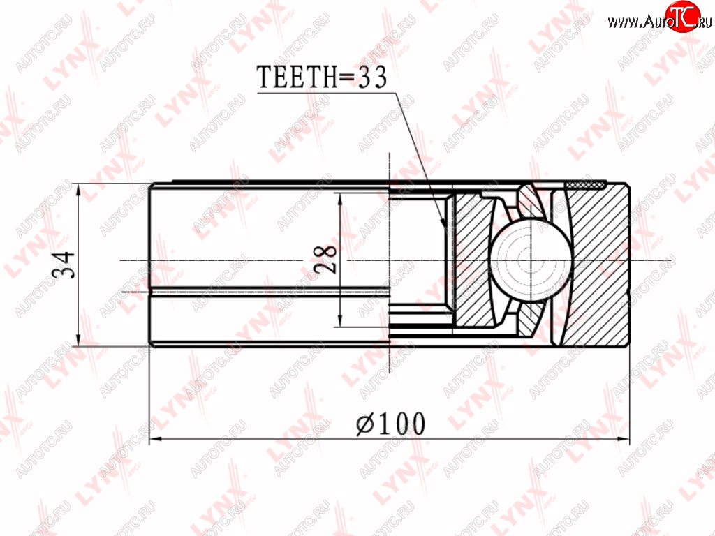 5 399 р. ШРУС внутренний VW Golf (87-) AUDI A3 (97-) SEAT Leon (00-) SKODA Octavia (97-) комплект LYNX LYNX ci8008  с доставкой в г. Воронеж