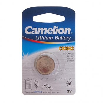 Батарейка CR2032 3V таблетка (пульт сигнализации, ключ) блистер 1шт. Lithium CAMELION CAMELION cr2032-bp1
