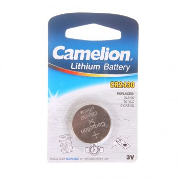 Батарейка CR2430 3V таблетка (пульт сигнализации, ключ) блистер 1шт. Lithium CAMELION CAMELION cr2430-bp1