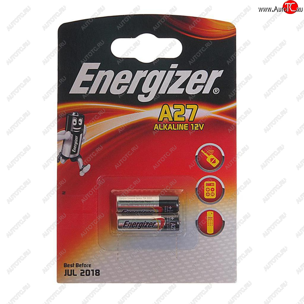399 р. Батарейка A27 MN27 12V (пульт сигнализации) блистер (2шт.) Alkaline ENERGIZER ENERGIZER en-e27a(2)бл  с доставкой в г. Воронеж
