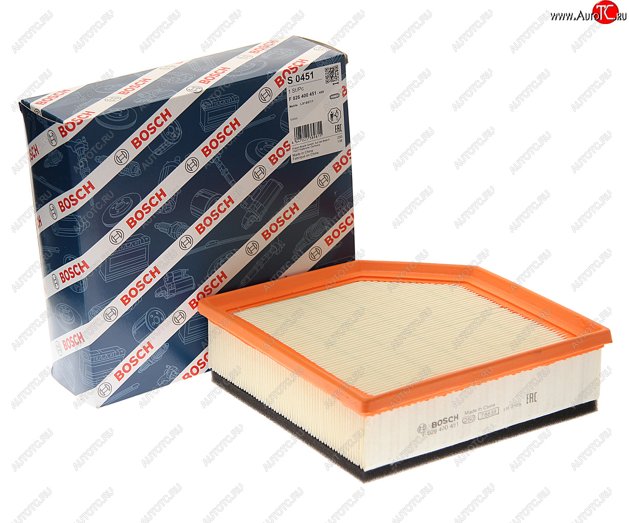 1 849 р. Фильтр воздушный VOLVO XC90 (06-10) (3.2) BOSCH BOSCH f026400451 BOSCH f026400451  с доставкой в г. Воронеж