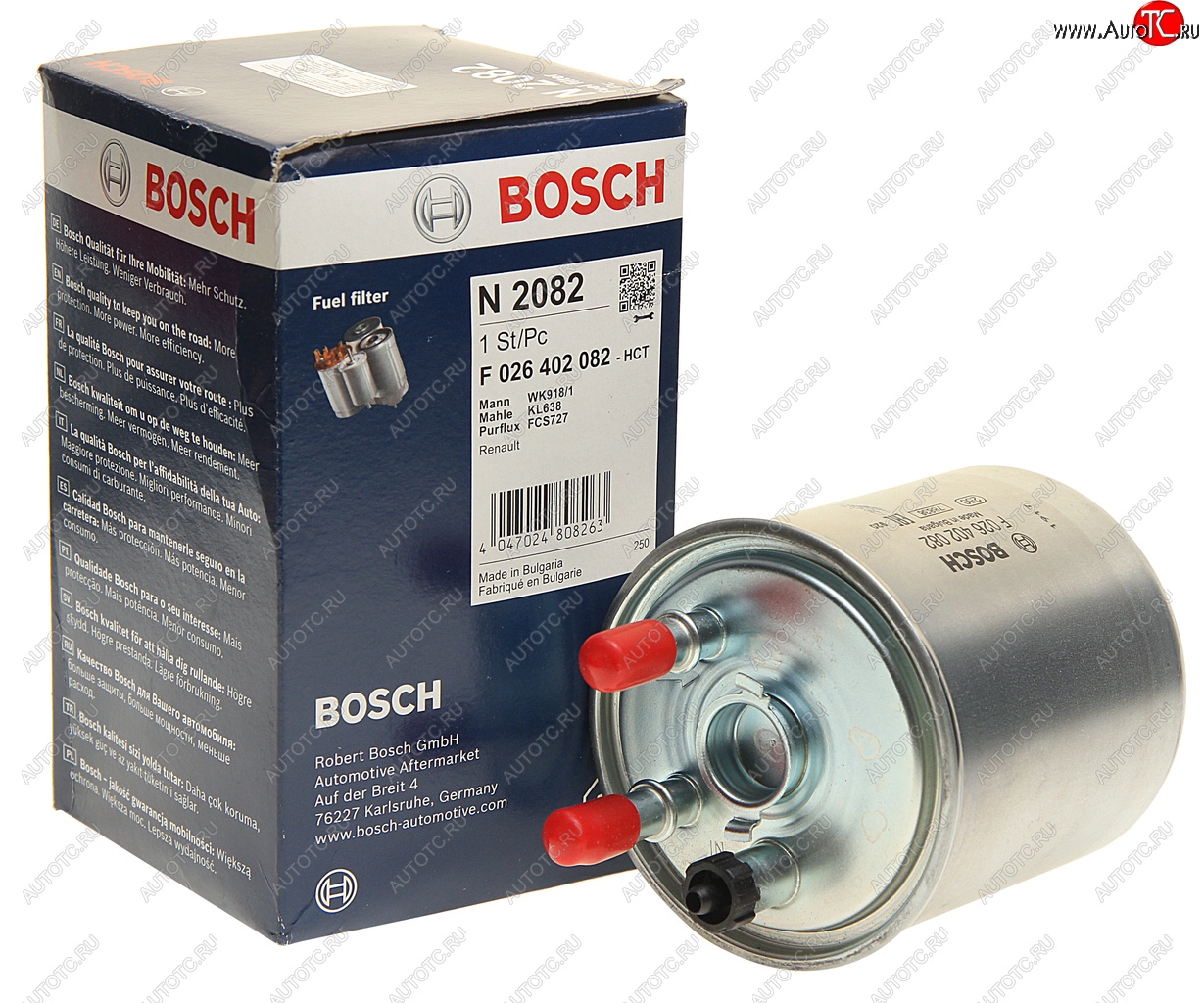 2 599 р. Фильтр топливный RENAULT Laguna 3 (09-) (2.0 D),Kangoo 2 (1.5 D) BOSCH BOSCH f026402082 BOSCH f026402082  с доставкой в г. Воронеж