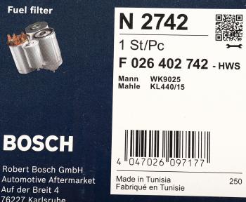 3 299 р. Фильтр топливный NISSAN Qashqai BOSCH BOSCH f026402742  с доставкой в г. Воронеж. Увеличить фотографию 4