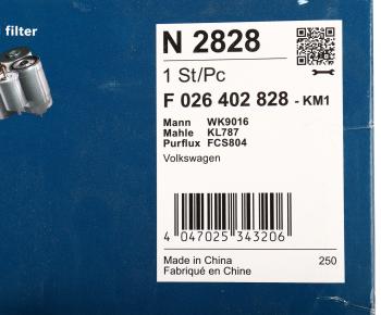 3 299 р. Фильтр топливный VW Amarok (09-12) BOSCH BOSCH f026402828 BOSCH f026402828  с доставкой в г. Воронеж. Увеличить фотографию 5