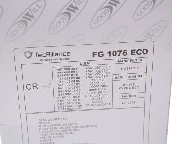 1 099 р. Фильтр топливный КАМАЗ-5490 MERCEDES Actros GOODWILL GOODWILL fg 1076 eco GOODWILL fg 1076 eco  с доставкой в г. Воронеж. Увеличить фотографию 3