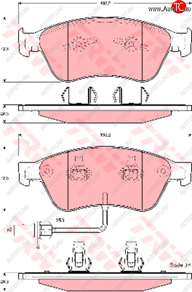 8 649 р. Колодки тормозные передние (4шт.) TRW Audi A8 D3 дорестайлинг (2002-2005)  с доставкой в г. Воронеж