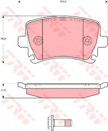 3 299 р. Колодки тормозные передние (4шт.) TRW Audi A3 8V1 хэтчбэк 3 дв. дорестайлинг (2012-2016)  с доставкой в г. Воронеж. Увеличить фотографию 1